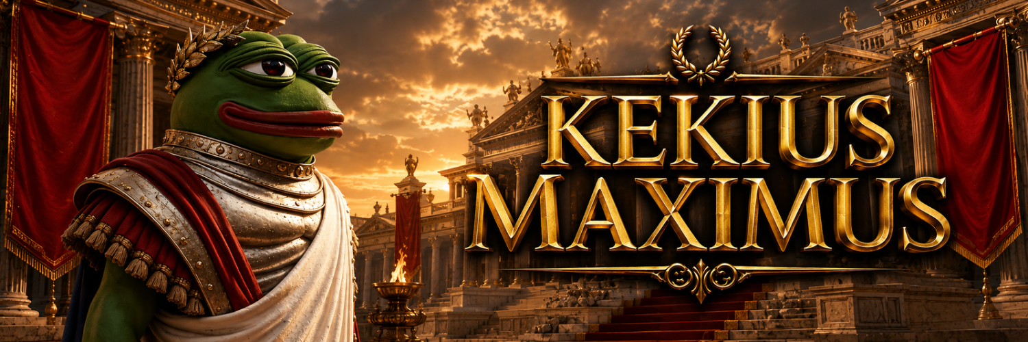Kekius Maximus — golden imperial title before a Roman palace